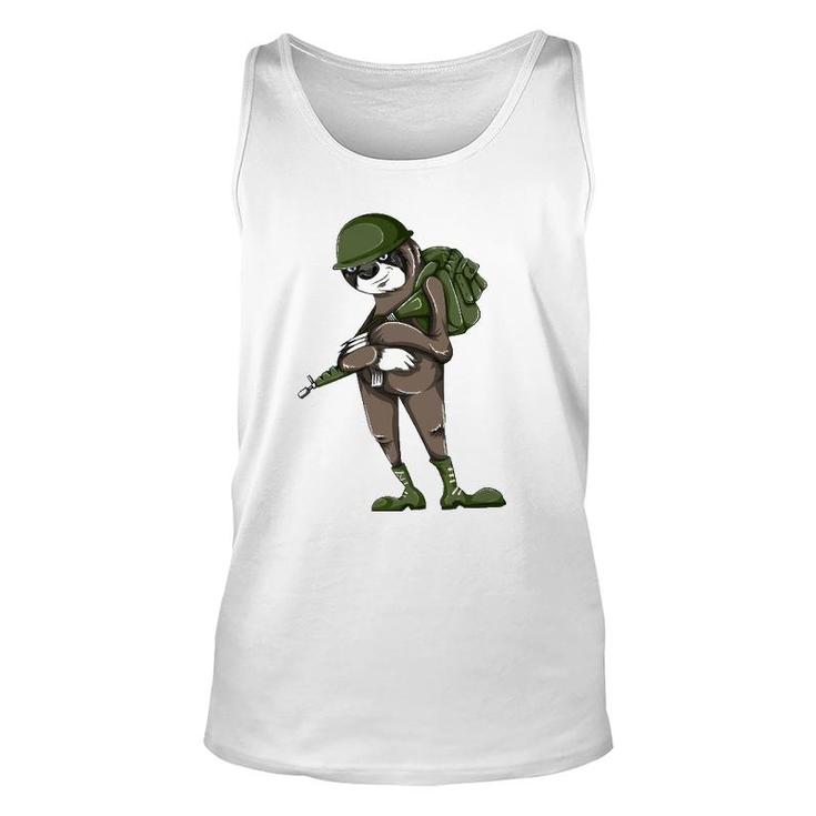 Army Sloth Animal Lover Unisex Tank Top