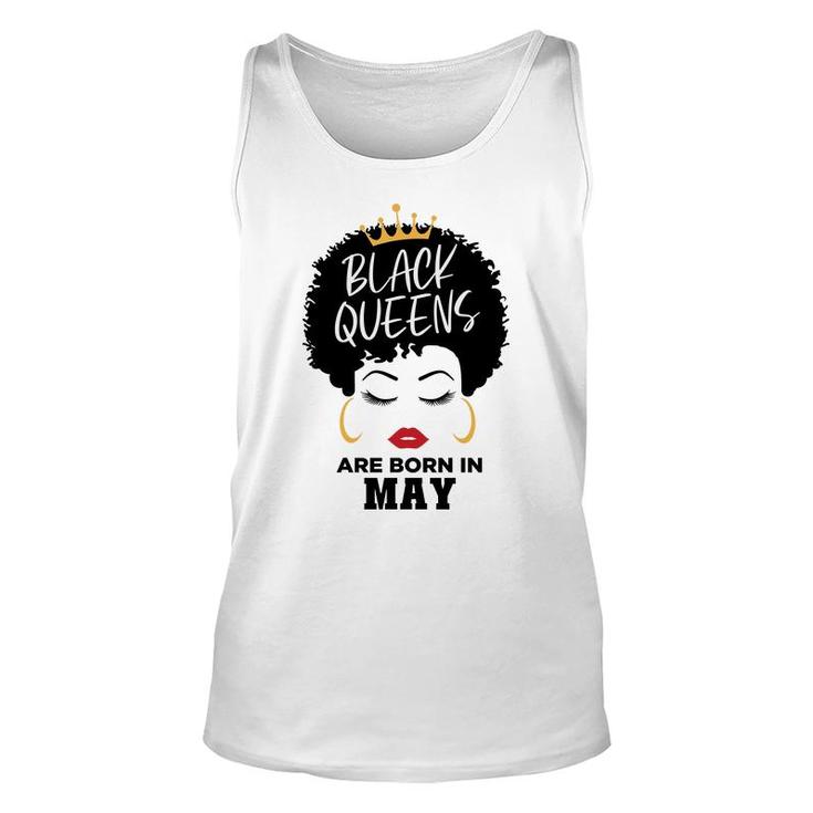 Black Queens Are Born In May Birthday Curly Hair Girl Unisex Tank Top