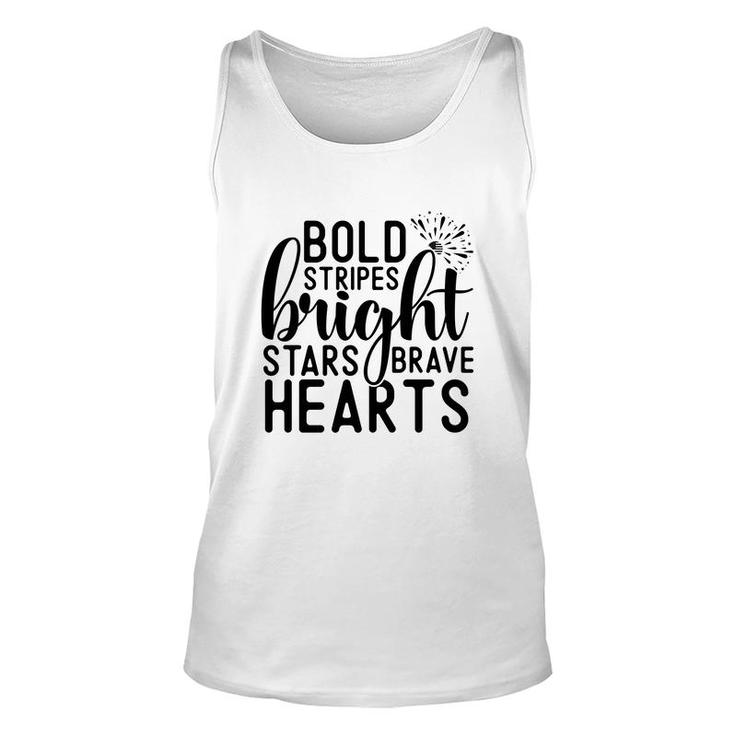 Bold Stripes Bright Stars Brave Hearts July Independence Day 2022 Unisex Tank Top