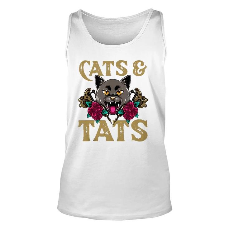 Cats And Tats  Funny Ink Tattoo Gun Cat Lover Gift  Unisex Tank Top