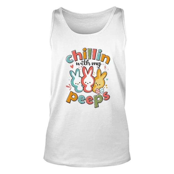 Chillin With My Peeps Bunny Easter Day Unisex Tank Top