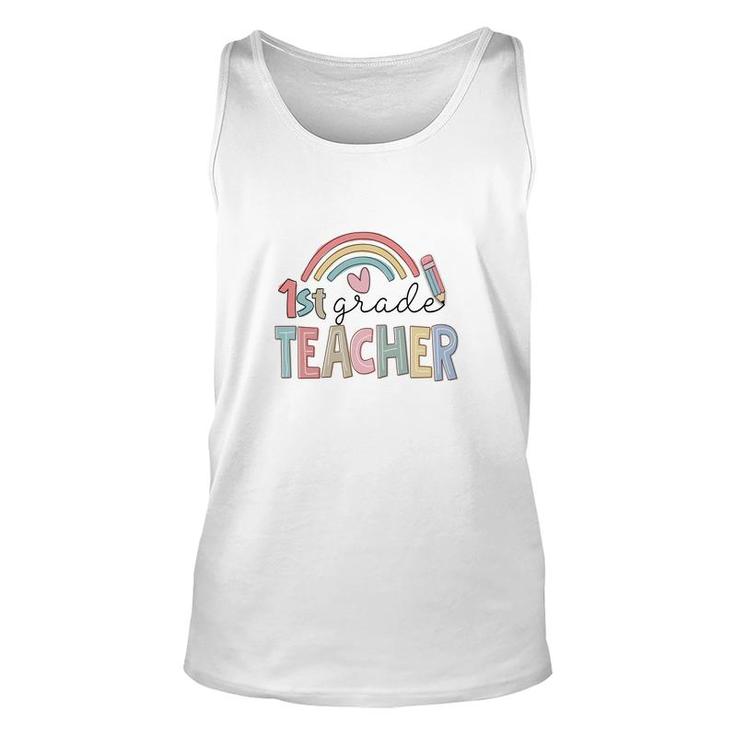 Colorful Rainbow 1St Grade Teacher Custom For Teacher Unisex Tank Top