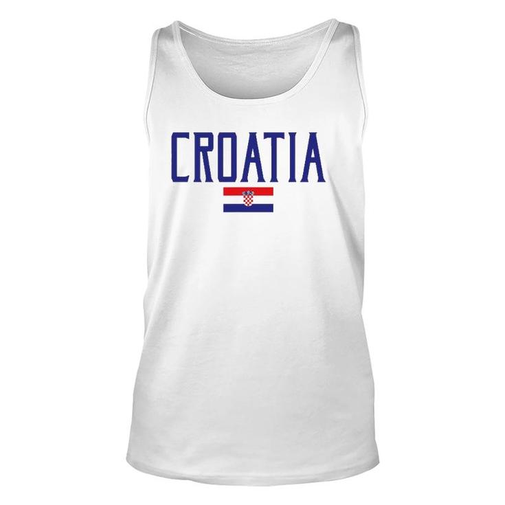 Croatia Flag Vintage Blue Text Unisex Tank Top