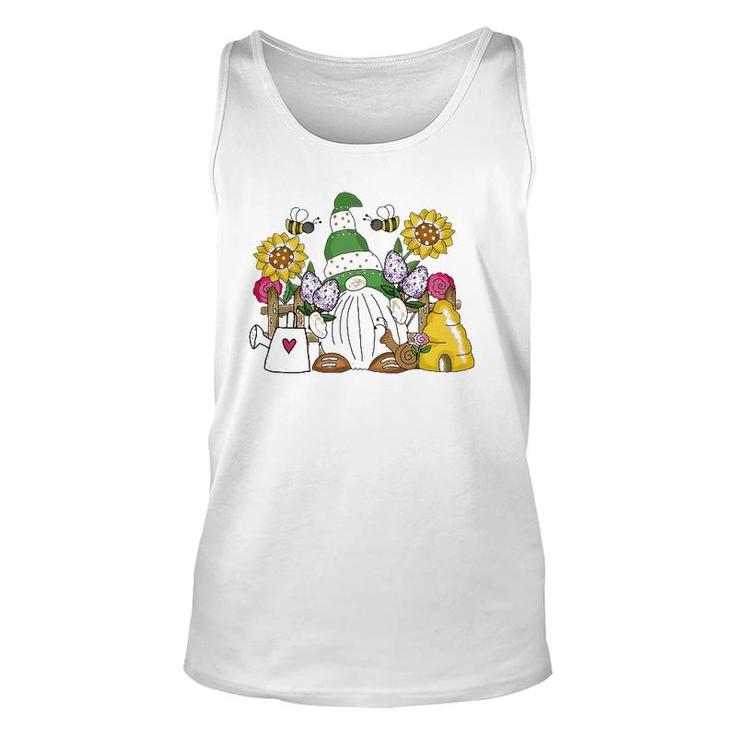 Cute Flower Garden Gnome With Bees And Flowers Gardener Tank Top
