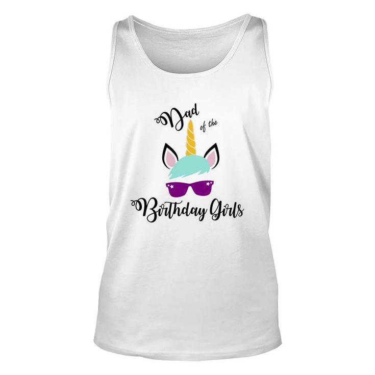 Dad Of The Birthday Girls Featured As A Cool Unicorn Unisex Tank Top