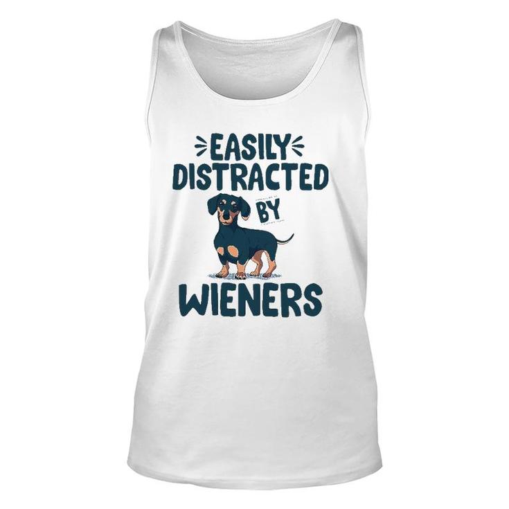 Easily Distracted By Wieners Funny Dackel Dachshund Unisex Tank Top