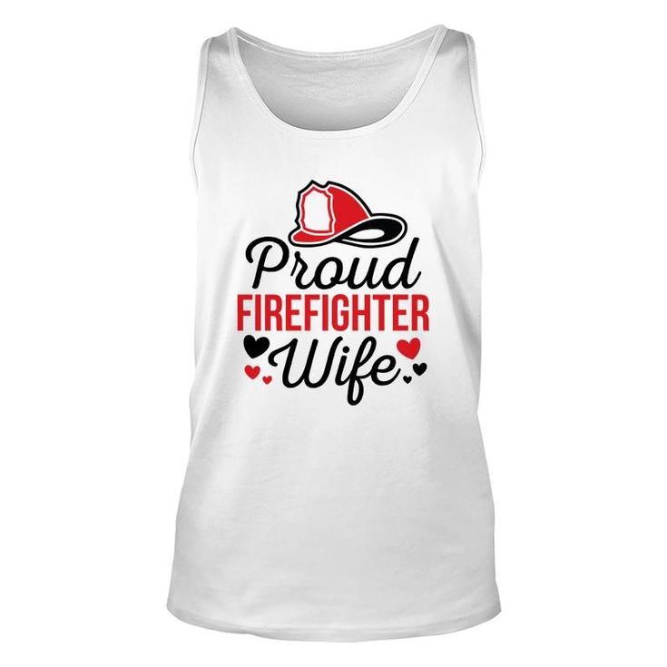 Firefighter Proud Wife Red Heart Black Graphic Meaningful Unisex Tank Top