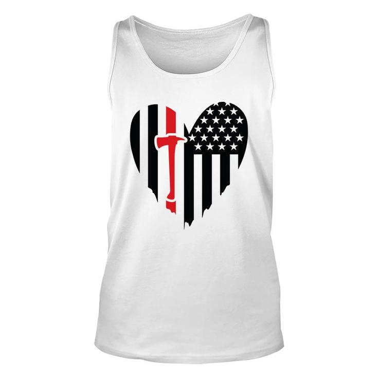 Firefighter Usa Flag Red Meaningful Gift For Firefighter Unisex Tank Top