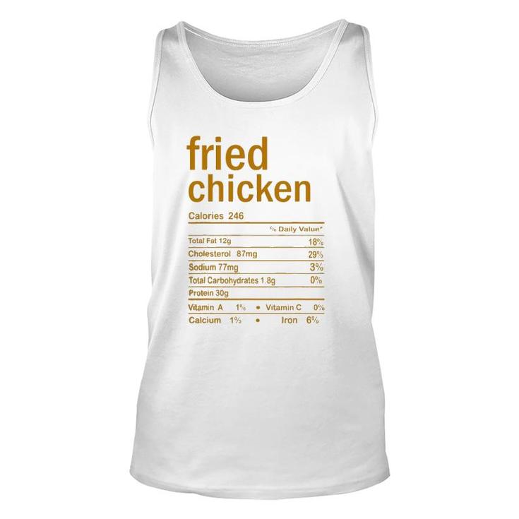 Fried Chicken Nutrition Facts Thanksgiving Christmas Food Unisex Tank Top