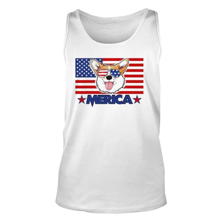 Funny Corgi Dog Merica 4Th Of July Independence Day Unisex Tank Top
