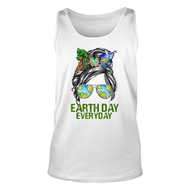 Funny Earth Day Everyday Messy Bun Earth Animal Lovers  Unisex Tank Top