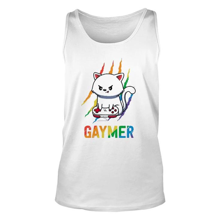 Gaymer Lgbt Cat Pride  Rainbow Video Game Lovers Gift  Unisex Tank Top
