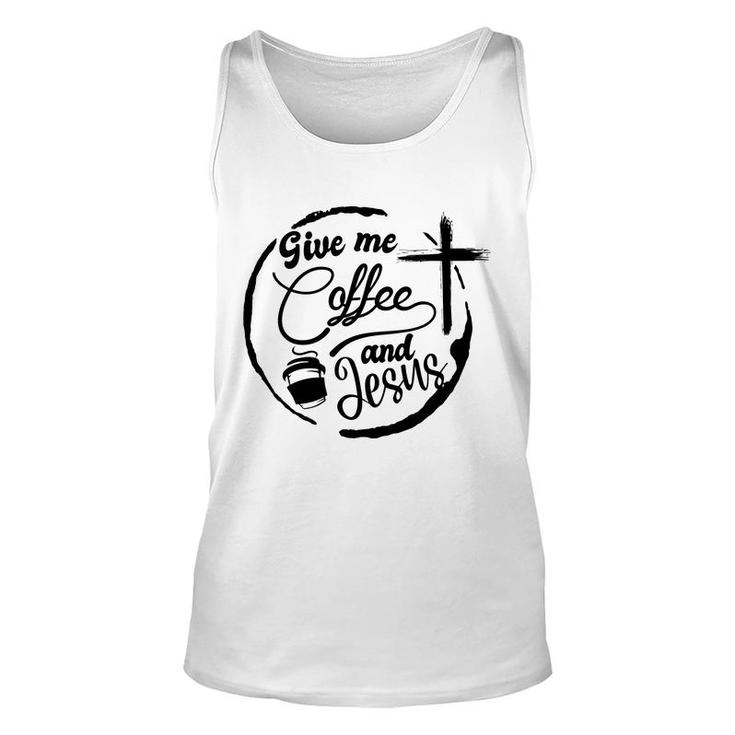 Give Me Coffee And Jesus Bible Verse Black Graphic Christian Unisex Tank Top