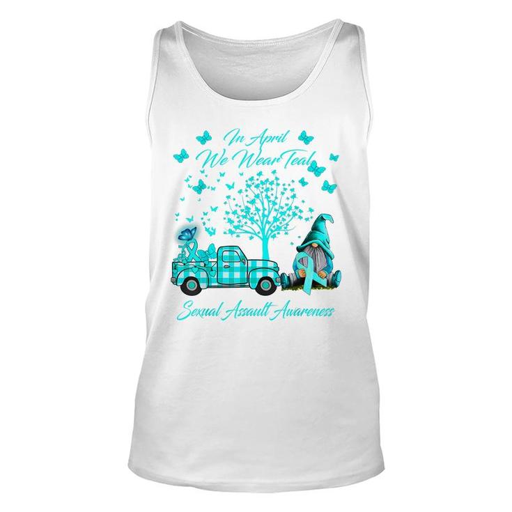 Gnomes In April We Wear Teal Sexual Assault Awareness Gifts  Unisex Tank Top