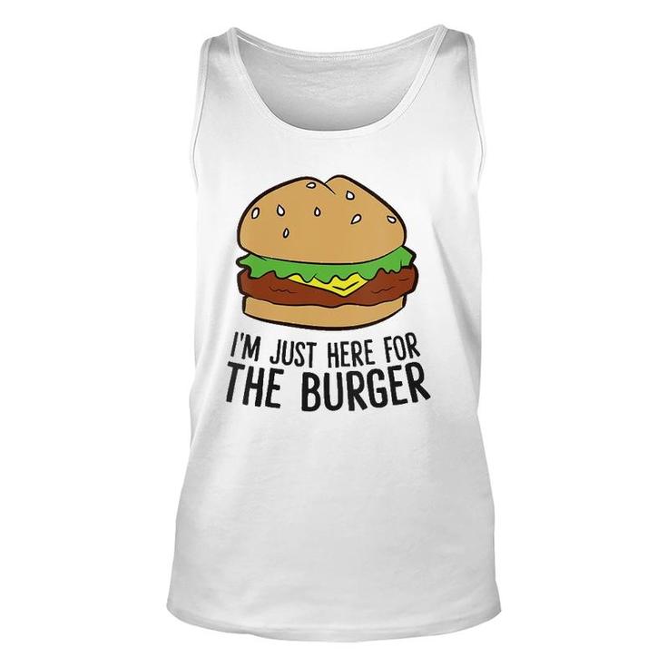 Womens Hamburger Fast Food Im Just Here For The Burger V-Neck Tank Top