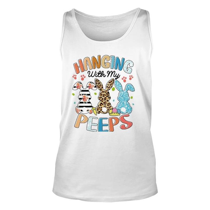 Hanging With My Peeps Rabbit Lover Easter Day Leopard Unisex Tank Top