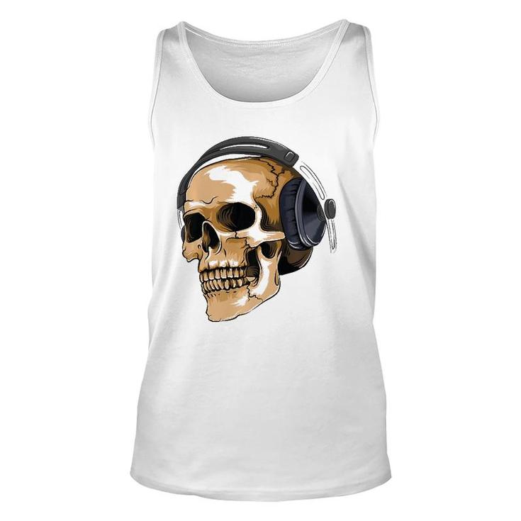 Headphone Skull  Electronic Hard Style Musician Gift Unisex Tank Top