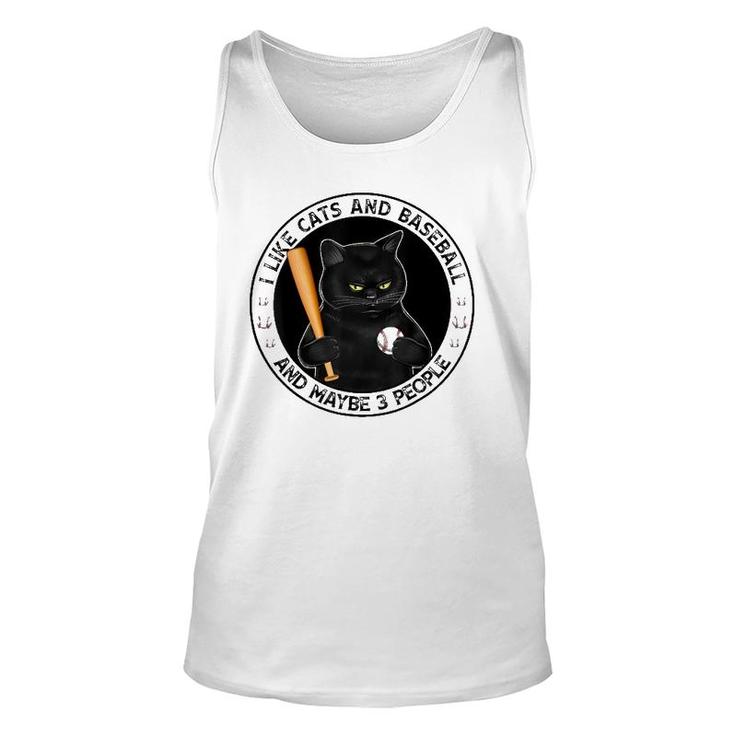 I Like Cats And Baseball And Maybe 3 People Vintage Unisex Tank Top