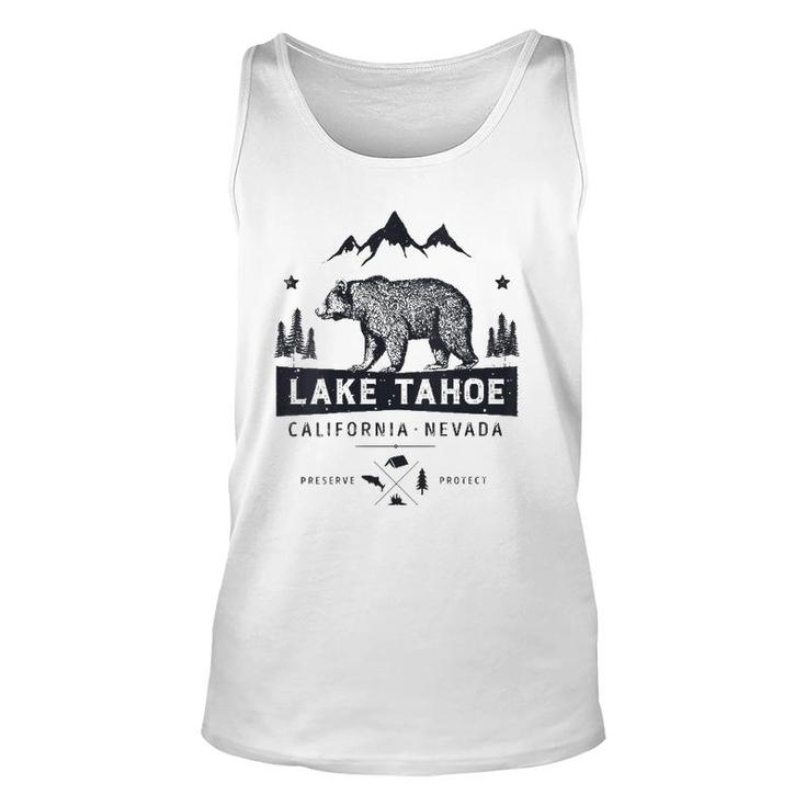 Womens Lake Tahoe National Park California Nevada Vintage Bear Men V-Neck Tank Top