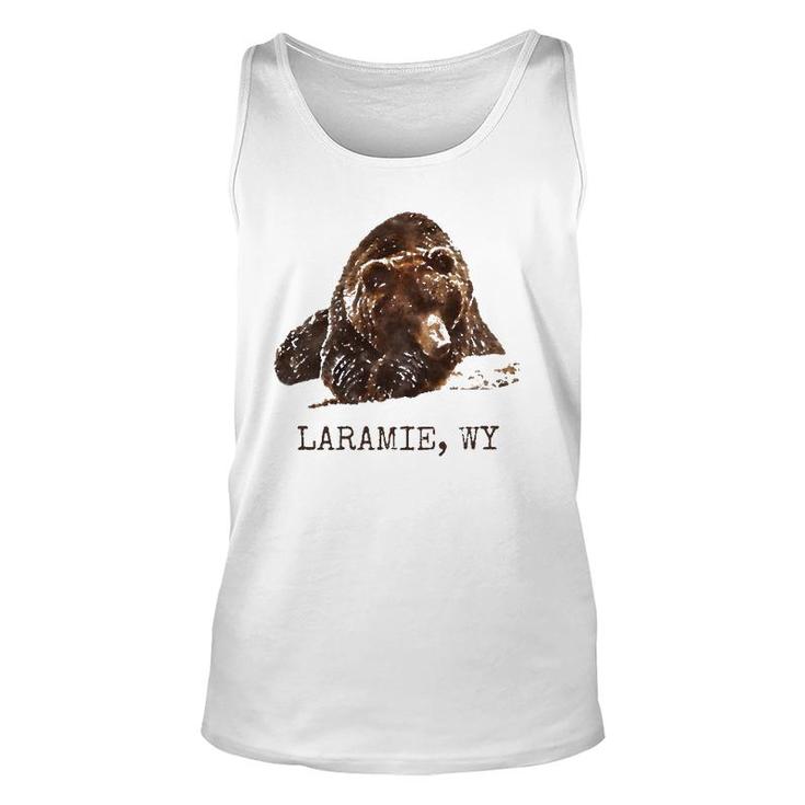 Laramie Wy Brown Grizzly Bear In Snow Wyoming Gift Unisex Tank Top