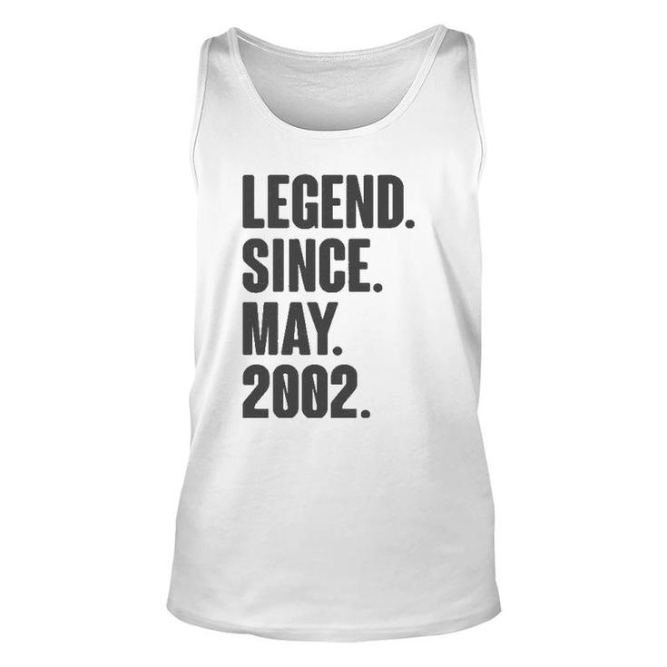 Legend Since May 2002 Birthday Gift For 19 Years Old Unisex Tank Top