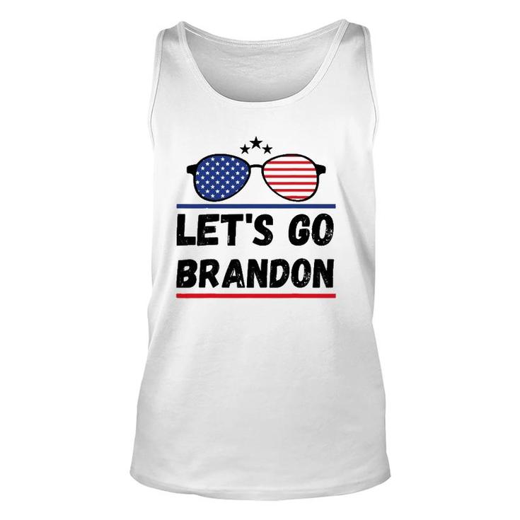 Lets Go Brandon Joe Biden Chant Impeach Biden Costume American Flag Sunglasses Unisex Tank Top