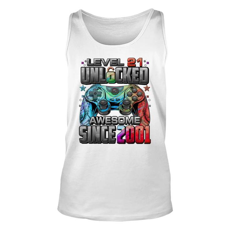 Level 21 Unlocked Awesome Since 2001 21St Birthday Gaming  Unisex Tank Top