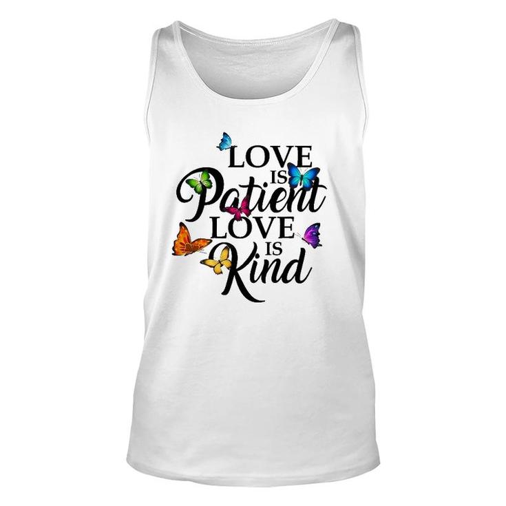 Love Is Patient Love Is Kind 1 Corinthians 13 Butterfly Art Unisex Tank Top
