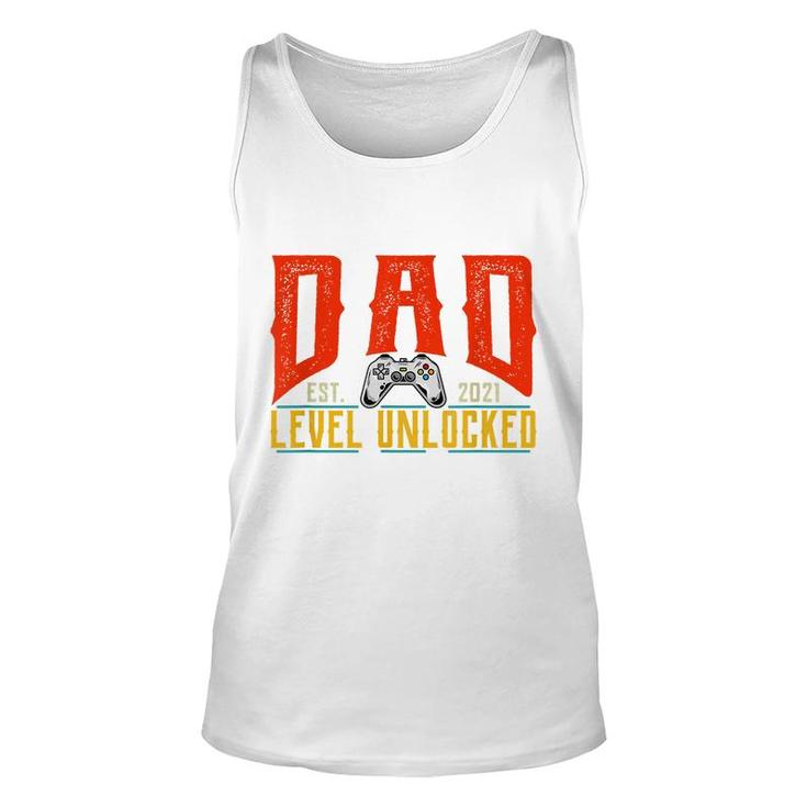 Mens Christmas Baby Announcement Dad To Be 2021 Level Unlocked Unisex Tank Top