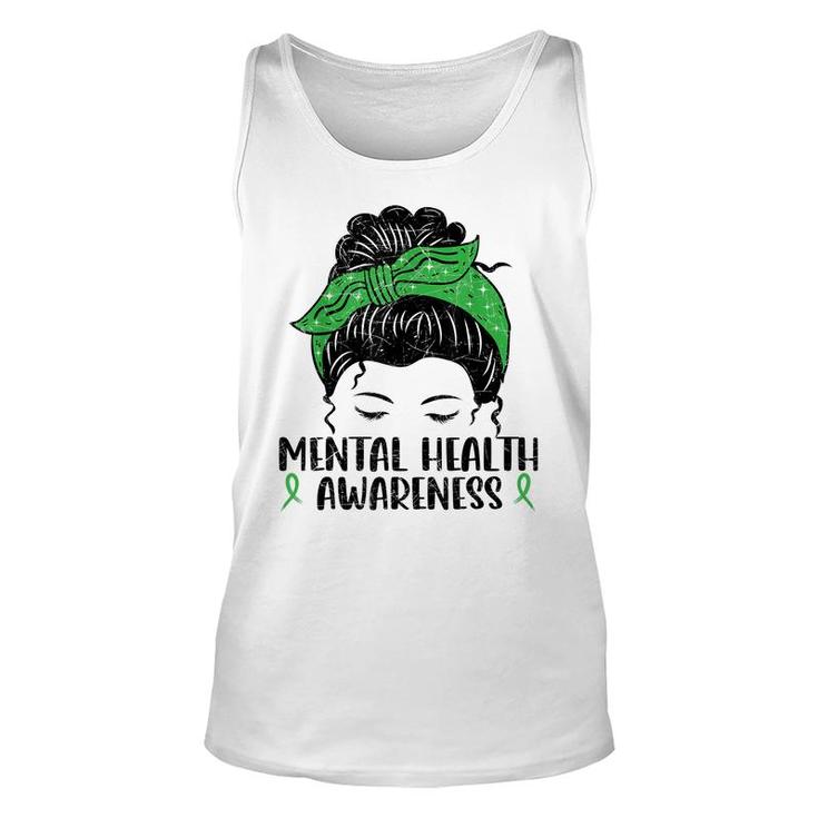 Messy Bun Mental Health Gift Mental Health Awareness  Unisex Tank Top