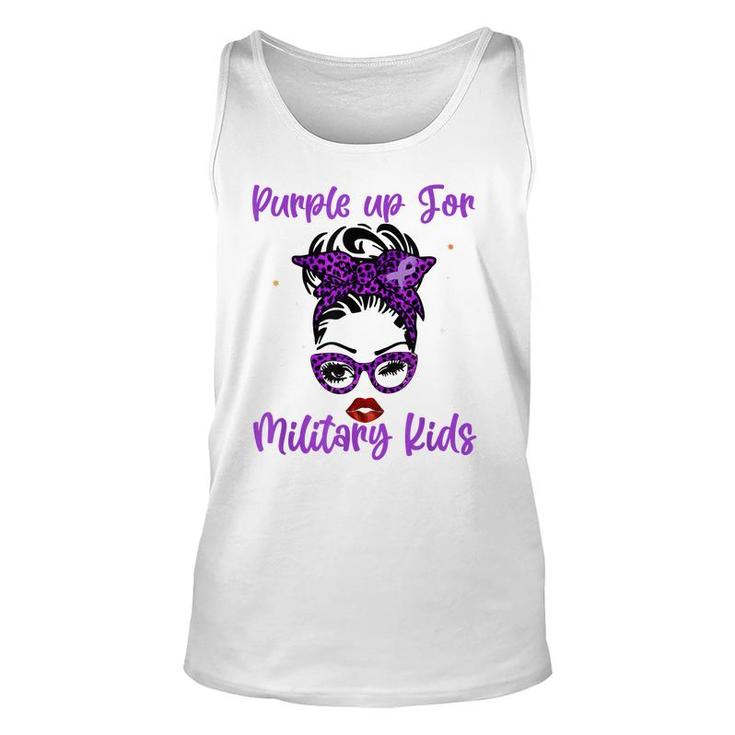 Messy Bun Purple Up Day For Military Kids Child Purple Up  Unisex Tank Top