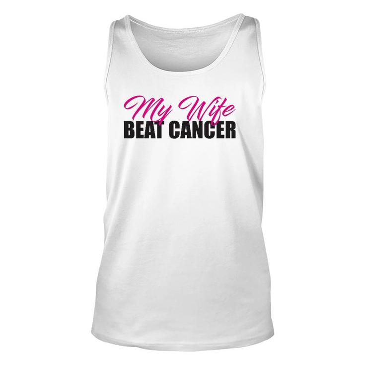 My Wife Beat Cancer Husband Breast Cancer Awareness Unisex Tank Top