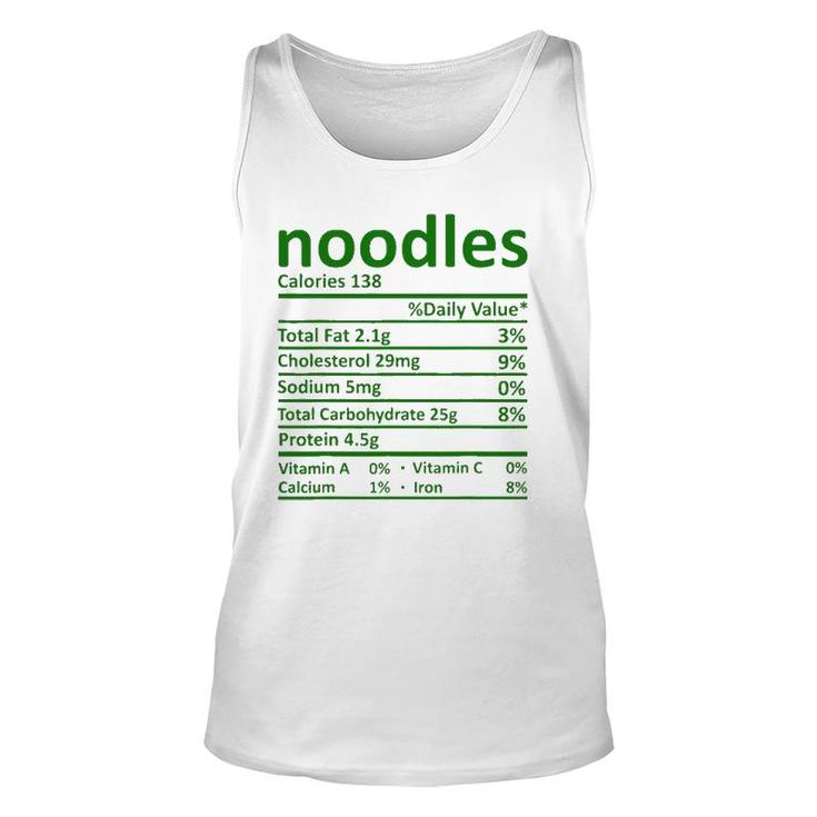 Noodles Nutrition Thanksgiving Costume Food Facts Christmas Unisex Tank Top