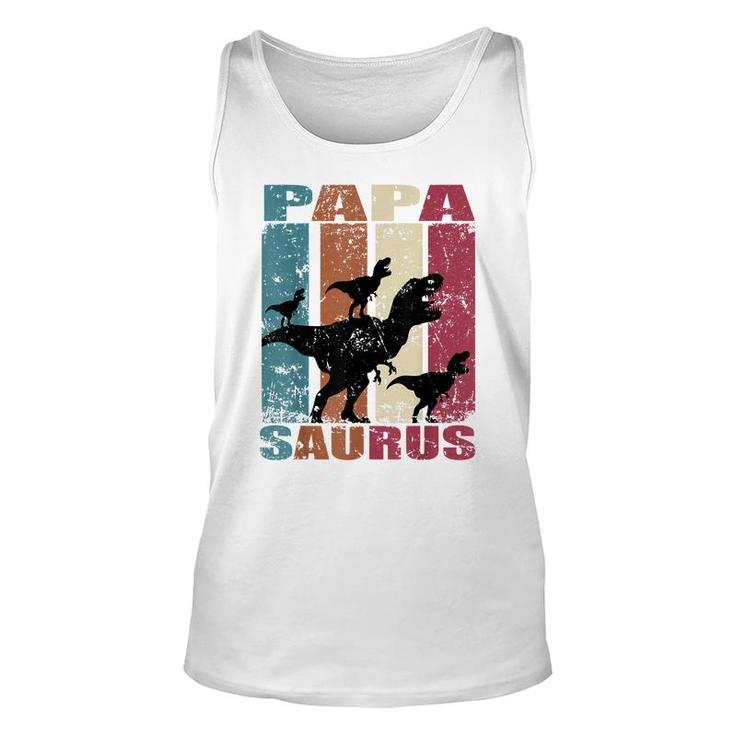 Papa Saurus Dinosaur Dino Triplet Dinos Family Papasaurus  Unisex Tank Top
