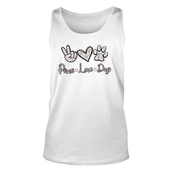 Womens Peace Love Dogs Flowers Lover Puppy Paw Dog Dog Lover V-Neck Tank Top