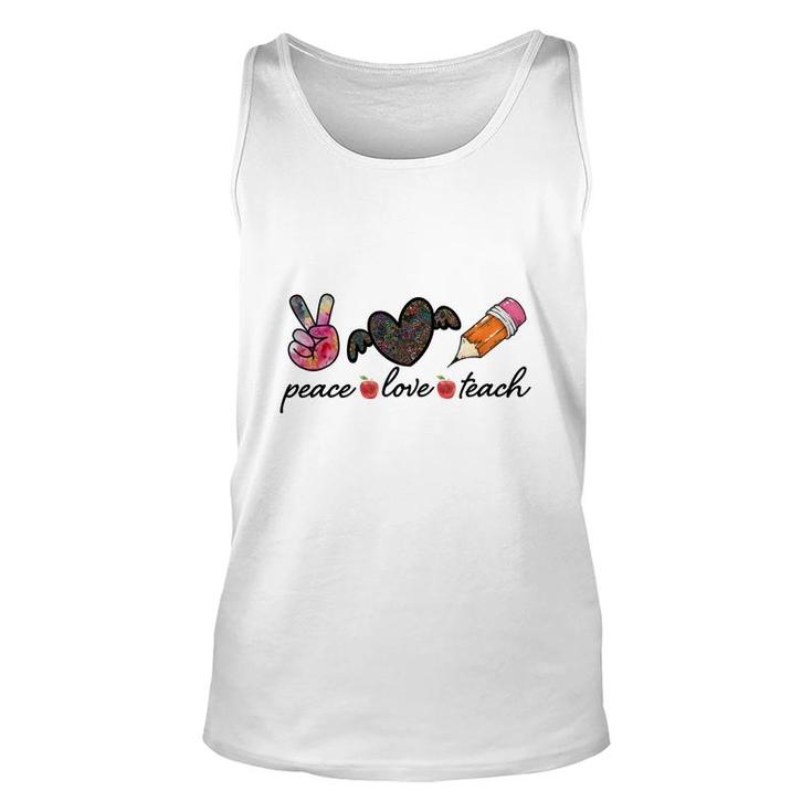 Peace Love Teach Heart Wings Great Graphic Unisex Tank Top
