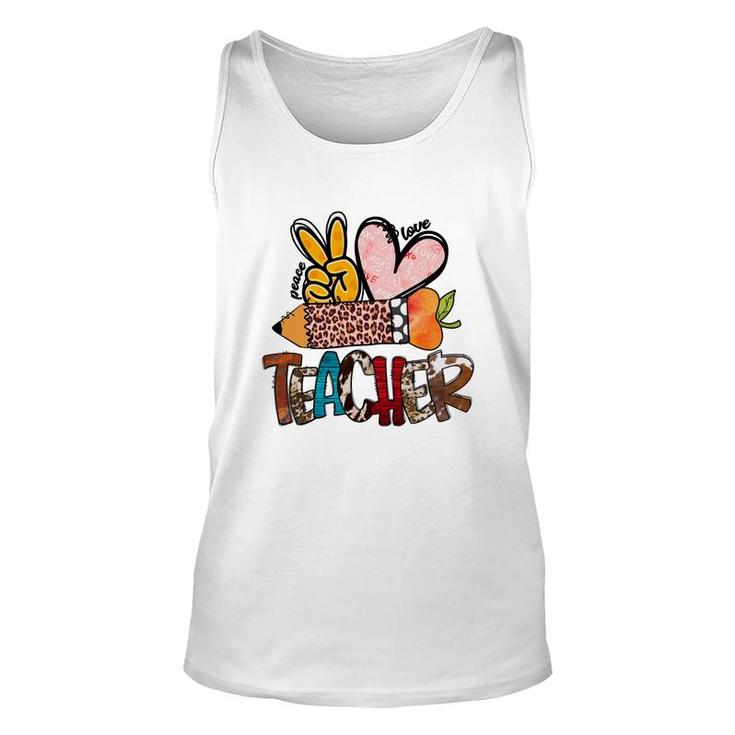 Peace Love Teacher Leopard Funny Gift Ideas Unisex Tank Top