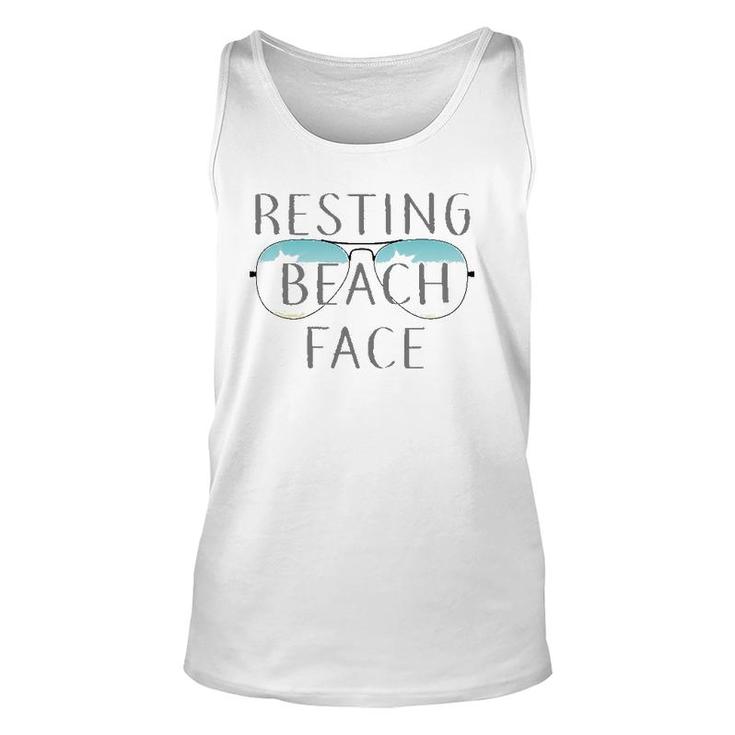 Resting Beach Face Summer Tee  With Sunglasses Unisex Tank Top