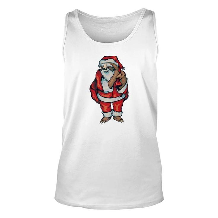 Santa Sloth Christmas  Two Toed Mammal Holiday Gift Unisex Tank Top