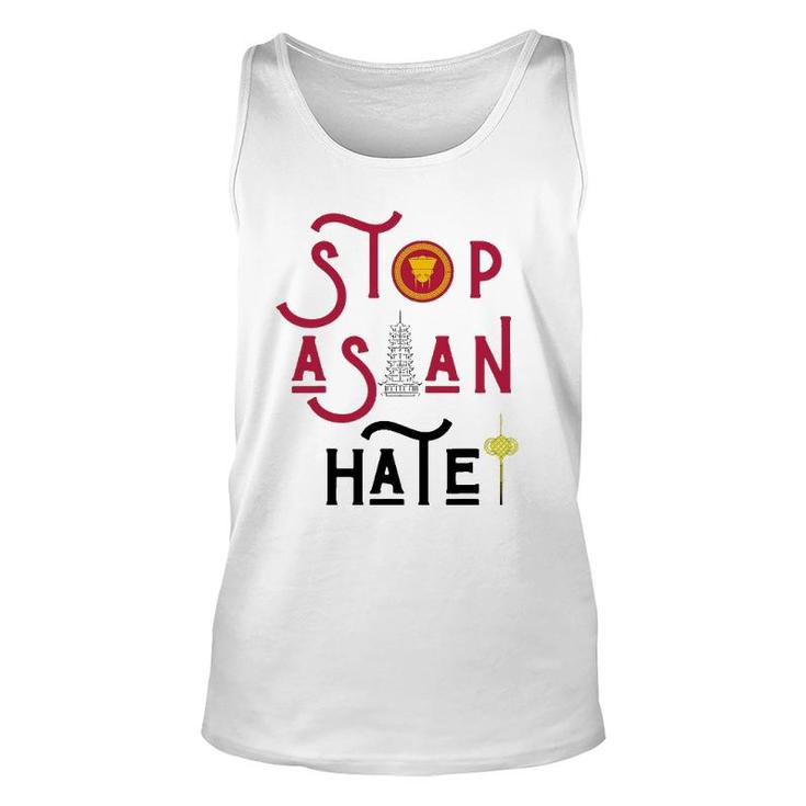 Stop Asian Hate Americans Support Asians Vintage Retro Peace Unisex Tank Top