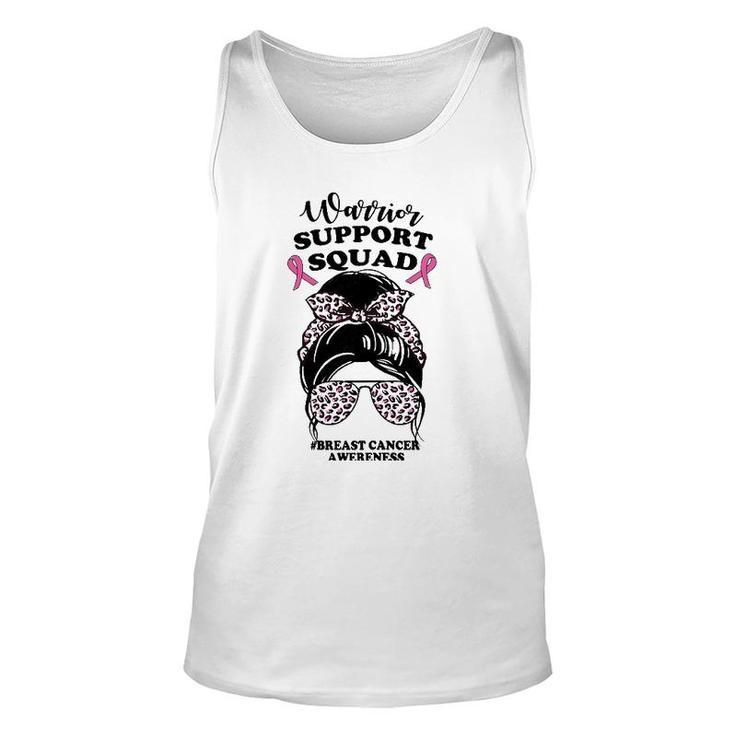 Womens Support Squad Messy Bun Pink Warrior Breast Cancer Awareness Tank Top