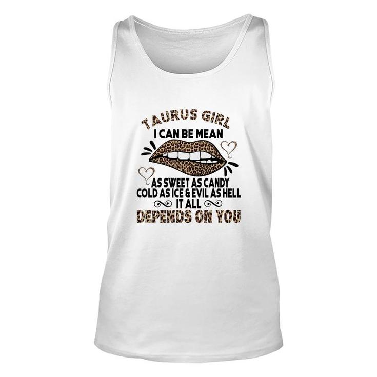 Sweet As Candy Cold As Ice Taurus Girl Leopard Design Unisex Tank Top