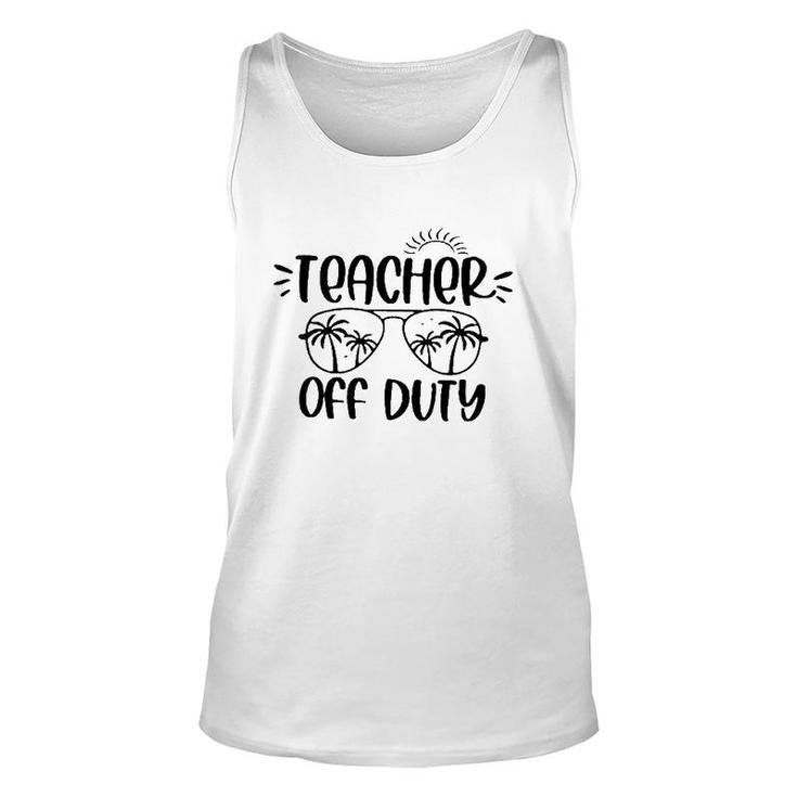Teacher Off Duty Last Day Of School Summer Vacation Sunglasses & Palm Trees Unisex Tank Top