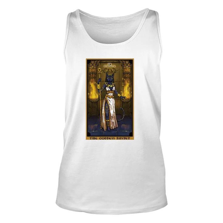 The Goddess Bastet Strength Tarot Card Egyptian Cat Witch  Unisex Tank Top