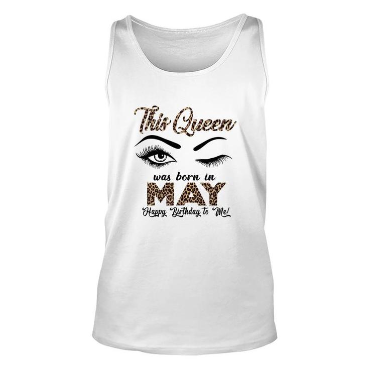This Queen Was Born In May Leopard Letters Design Unisex Tank Top