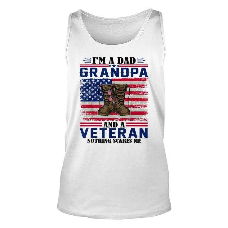 Vintage Im A Dad Grandpa And A Veteran Nothing Scares Me  Unisex Tank Top