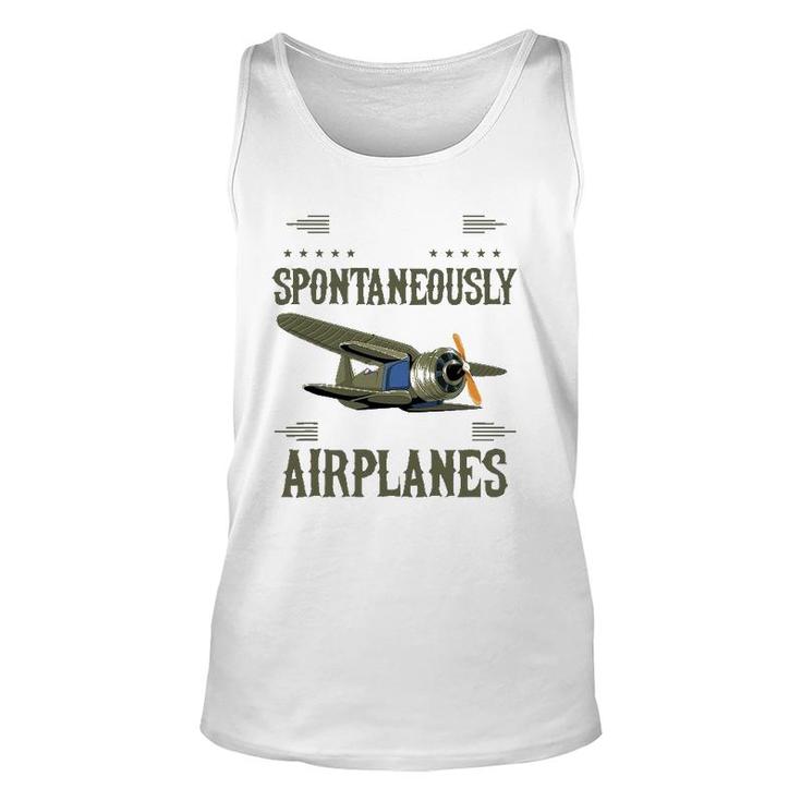 Warning May Spontaneously Talk About Airplanes Pilot Unisex Tank Top