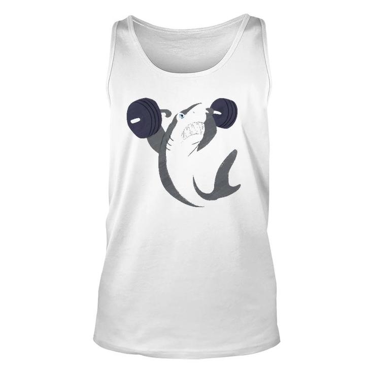 Weightlifing Shark Barbell Funny Workout Gym Weightlifter Unisex Tank Top