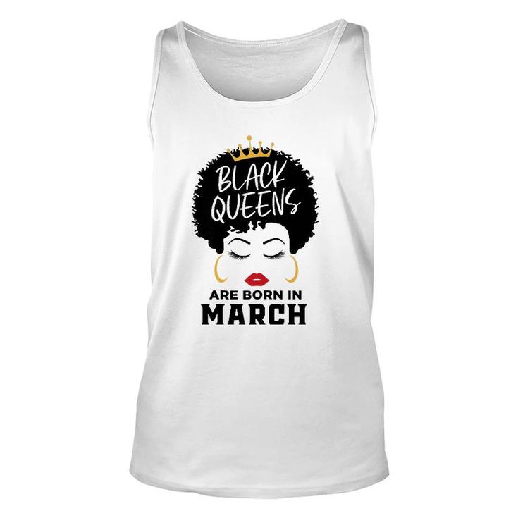 Womens Black Queens Are Born In March Happy Birthday Black Afro Unisex Tank Top