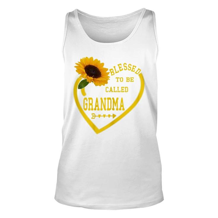 Womens Blessed To Be Called Grandma Mothers Day Sunflower Hearts  Unisex Tank Top